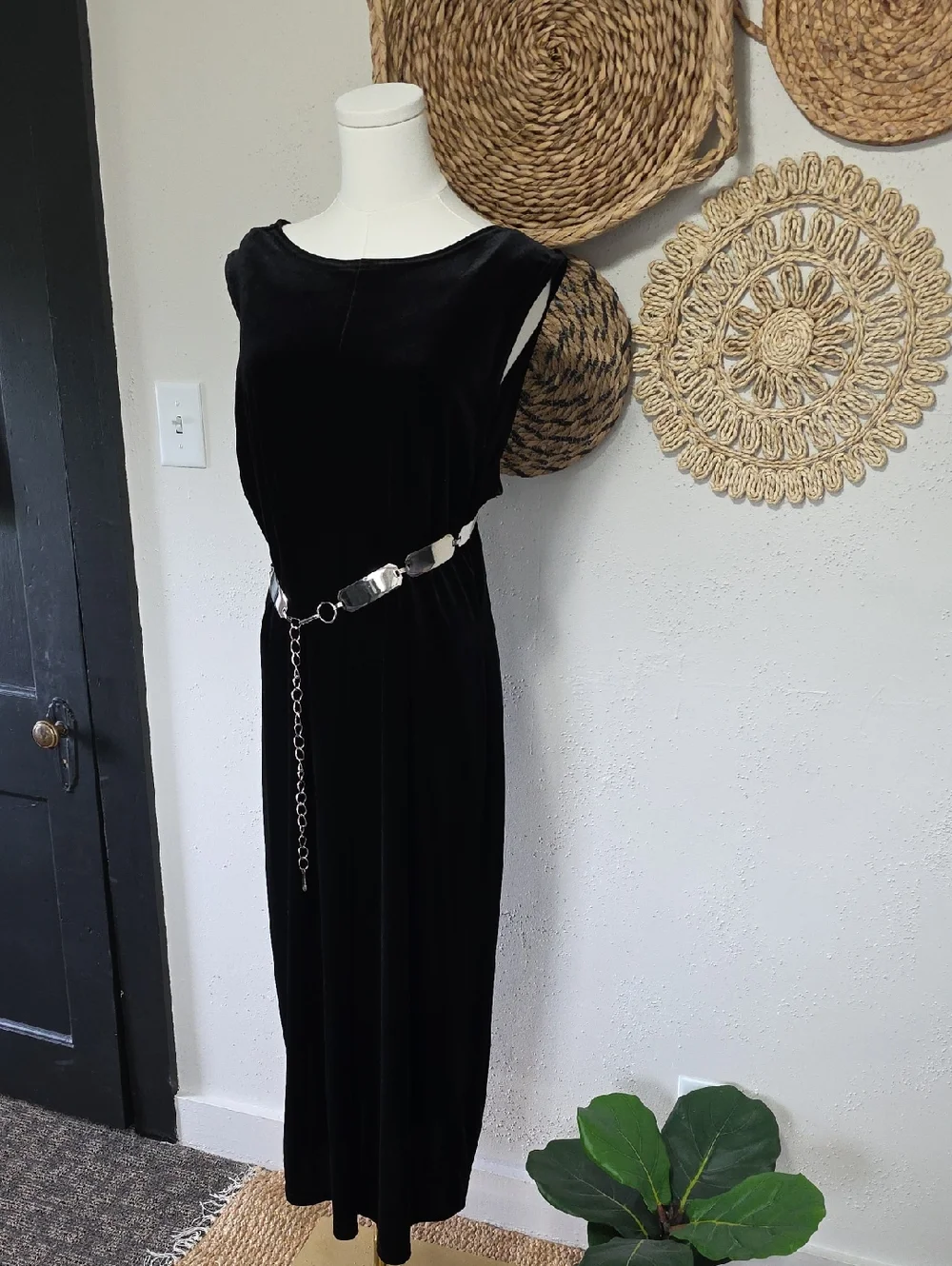 Vtg Silver Tone Link Plate Belt With Adjustable Chain Length Punk Gothic 90s Y2k